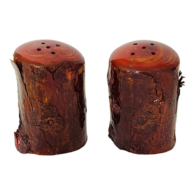 Vintage Faux Wood Salt and Pepper Shakers For Sale