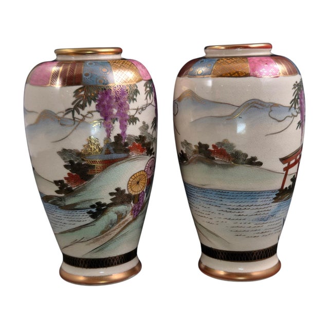 Japanese Satsuma Vases, 1910s, Set of 2 For Sale - Image 3 of 16