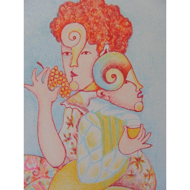 Bona de MANDIARGUES Grape Eater, Wine Drinker Original lithograph on vellum Signed in pencil Numbered / 90 exp 40 x 30 cm...
