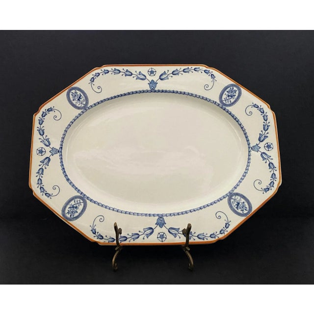 Mid Century Wood & Sons Broadmoor Blue Octagonal Ironstone Turkey Serving Platter For Sale - Image 10 of 12