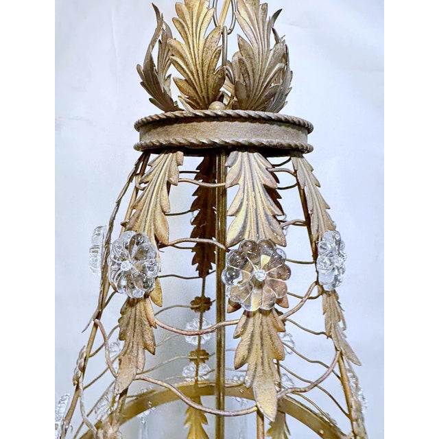 Gold Antique 19th-Century French Bird-Cage Empire Chandelier. For Sale - Image 8 of 10