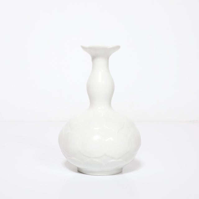 Mid-Century Stylized White Lotus Form Flower Porcelain Vase by Meissen For Sale In New York - Image 6 of 13