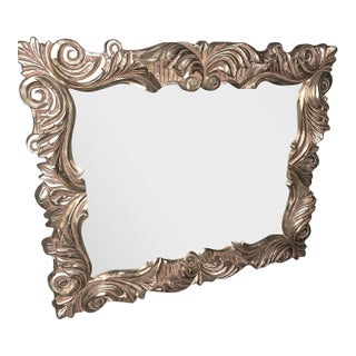1970s Large Ornate Baroque Style Wall Mirror in Burnished Champagne Finish - 42" X 34" For Sale