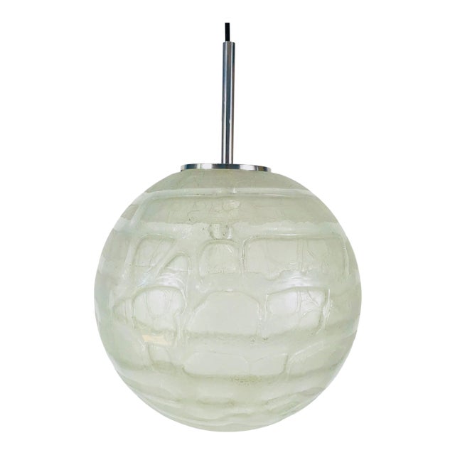 1960s Mid-Century Modern Doria Ice Glass Ball Pendant Lamp, Germany For Sale