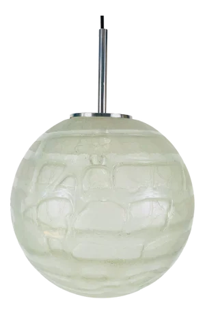 1960s Mid-Century Modern Doria Ice Glass Ball Pendant Lamp, Germany