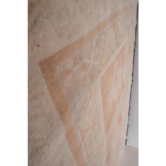 Cream Vintage Turkish Milas Oushak Handknotted Rug 6'8" X 10'4" For Sale - Image 8 of 11