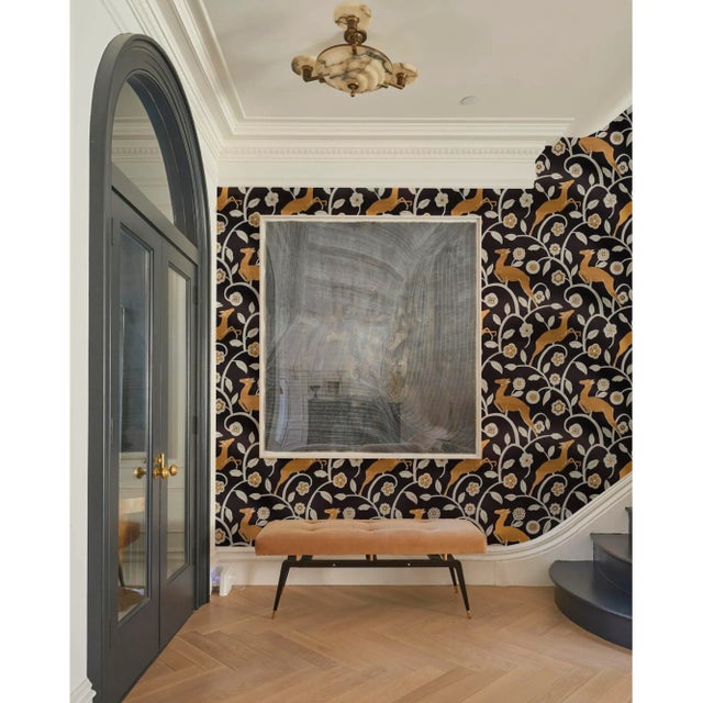 Schumacher Schumacher Les Gazelles Au Bois Vinyl Wallpaper in Natural (8 Yards) For Sale - Image 4 of 5