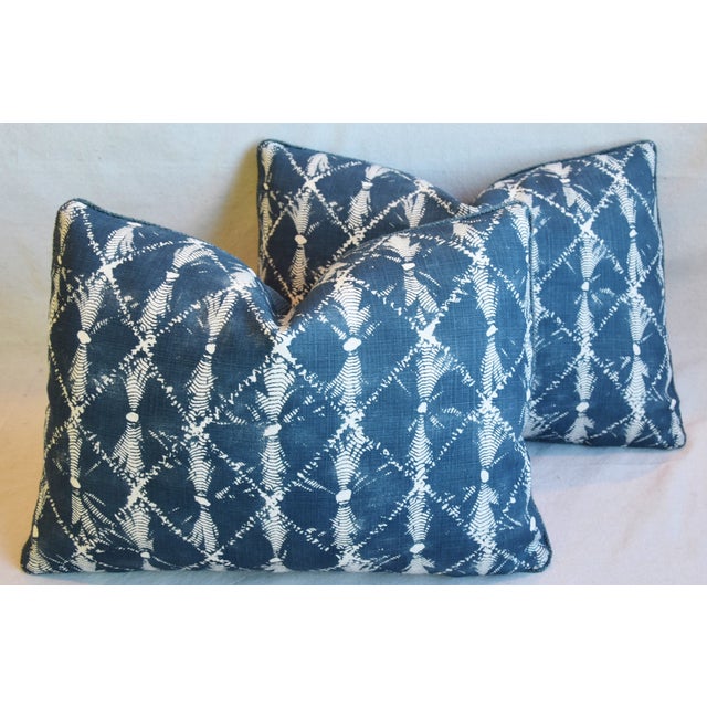 Designer Chris Barrett Blue White Feather Down Pillows 23 X 17