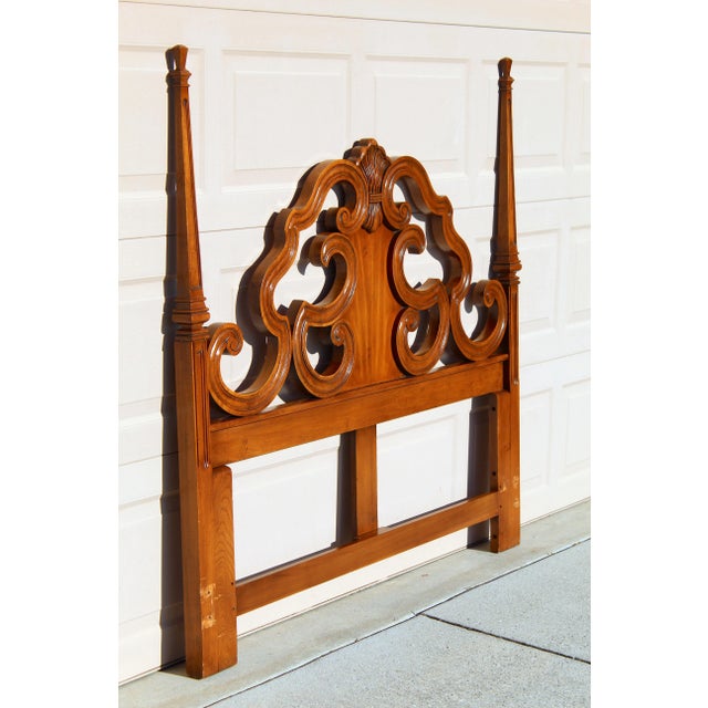 Bring timeless mid-century design into your home with this 1970s walnut queen headboard by the White Furniture Company of...