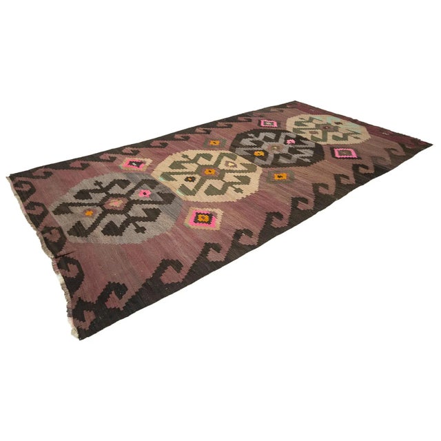 Traditional Vintage Turkish Kars Kilim Rug For Sale - Image 3 of 7