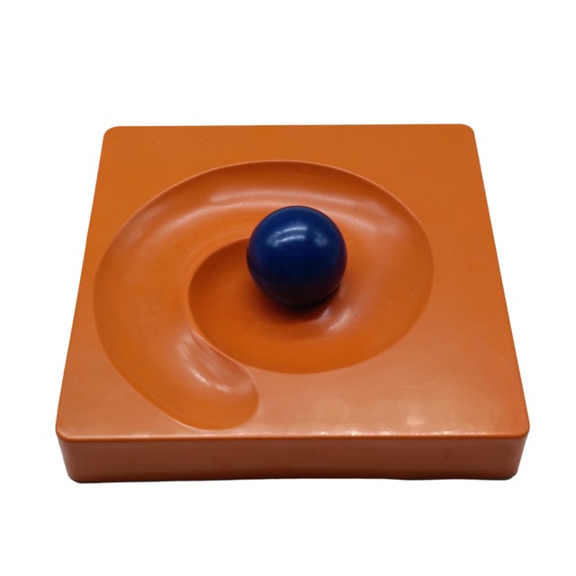 Spiros Square Orange Ashtray, designed by Eleonore Peduzzi Riva for the Italian company Artemide. The Spiros ashtray has a...