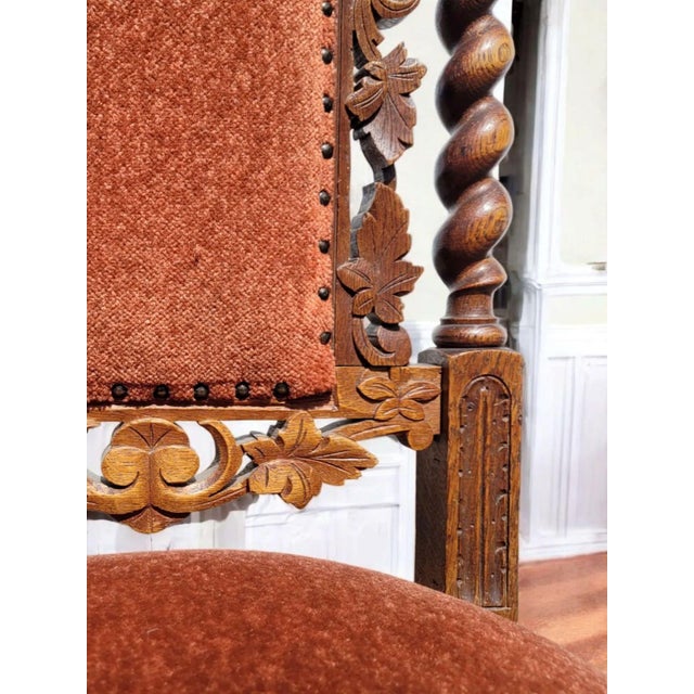 Antique Renaissance Revival Oak Dining Chairs, 1850s, Set of 4 For Sale - Image 3 of 10