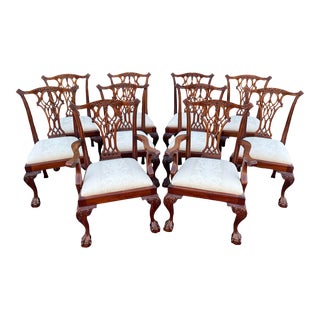 Ball and Claw Foot Chippendale Mahogany Dining Chairs- Set of 10 For Sale