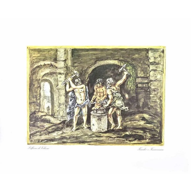 Vintage offset print realized after a watercolor by Giorgio de Chirico in 1962. from the rare portfolio "Greek Mythology"...