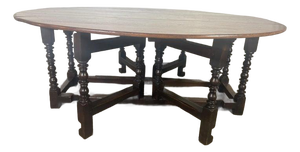 English Oak Gateleg Dining Table With Turned Supports