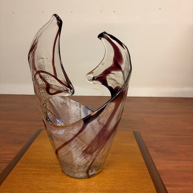 1970s Vintage Italian Handblown Art Glass Sculptural Centerpiece Vessel For Sale - Image 5 of 13