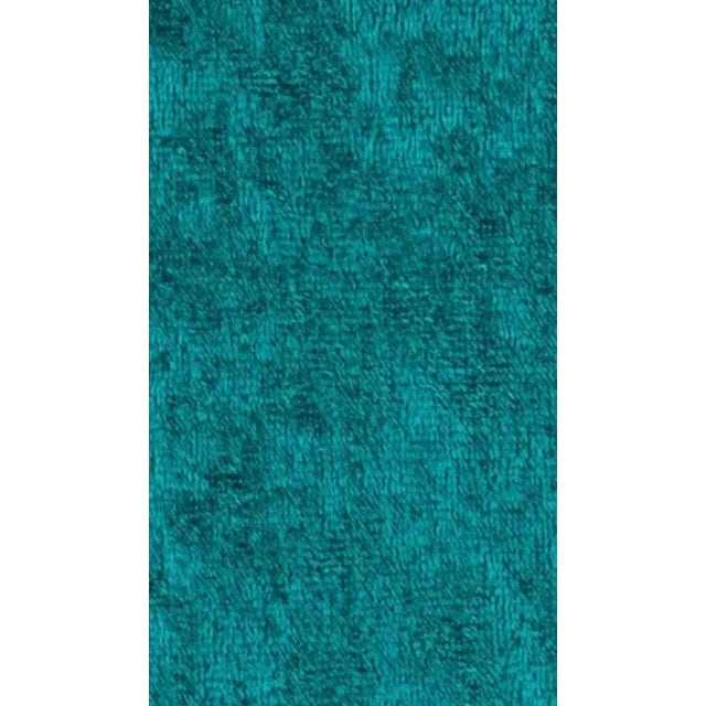 1990s Low Slung Style Sectional Tapered Legs Aqua Green Crushed Velvet Upholstery - Set of 2 For Sale - Image 12 of 12