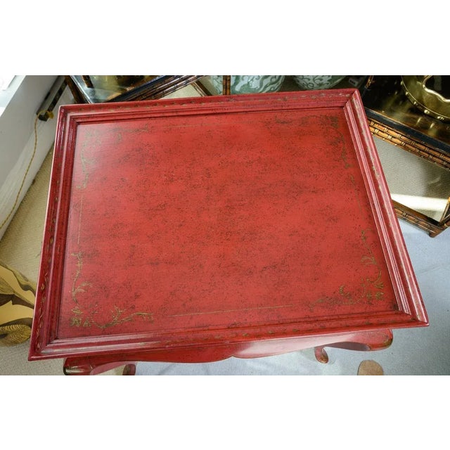 Chinoiserie Chinoiserie Red Center Table With Cabriole Legs For Sale - Image 3 of 12
