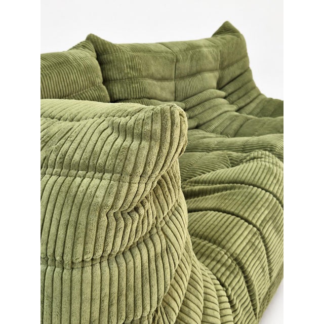 Olive Togo 2-Seater Sofa and Corner Seat by Michel Ducaroy for Ligne Roset, 2019, Set of 2, in Restored conditions....