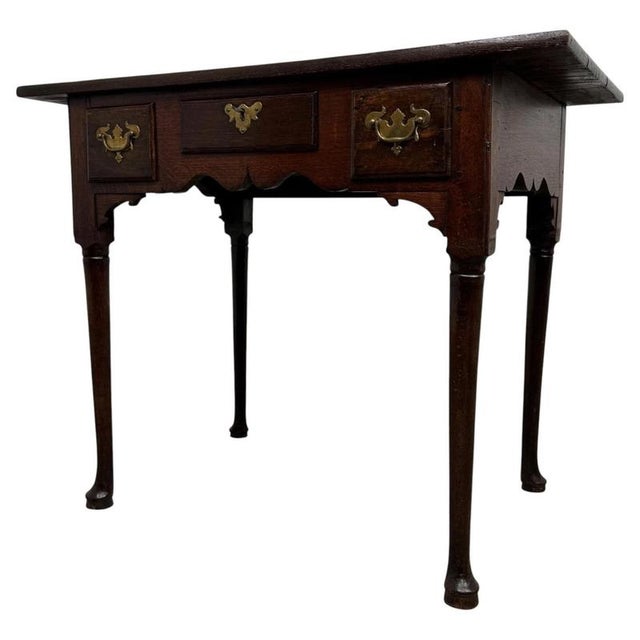 18th Century Antique English Oak Side Table with Three Drawers For Sale - Image 3 of 12
