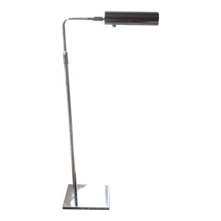 Koch & Lowy Adjustable Pharmacy Floor Lamp in Chrome For Sale