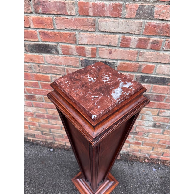 Wood Antique Regency Pedestal in Wood and Marble For Sale - Image 7 of 7