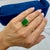 Vintage Platinum 9.77ctw Gia Green Emerald Diamond Three Stone Cocktail Ring, Size 7.75 For Sale - Image 9 of 9