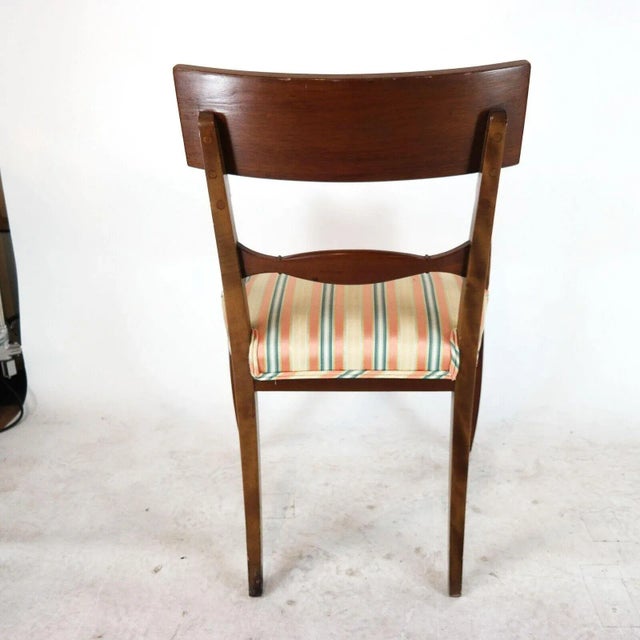 Kittinger Mahogany Regency Style Dining Chairs With Silk Fabric Set