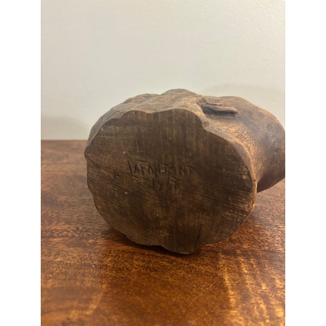 1967 Haitian Modernist Carved Wood Female Bust by André Lafontant, Signed For Sale - Image 4 of 7
