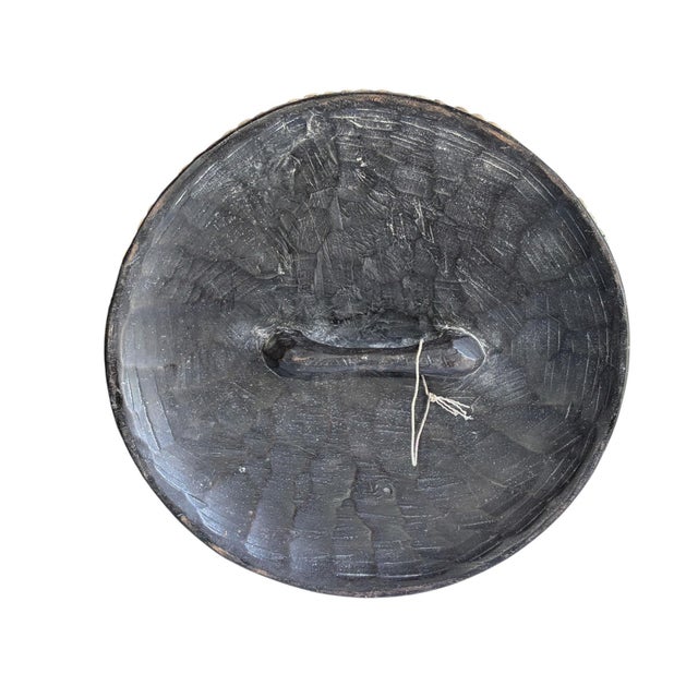 1980s Vintage African Bamileke Tribe Beaded & Shell Round Wooden Shield 20.5" D For Sale - Image 5 of 8
