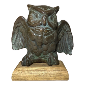 Vintage Very Heavy Detailed Solid Bronze Perched Owl Statue Sculpture Figure