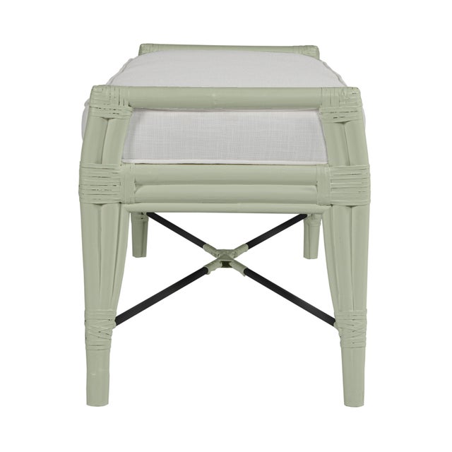 Not Yet Made - Made To Order Malacca Bench - Celery green For Sale - Image 5 of 6
