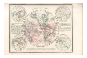 Hemisphere Of The New Continent - Ancient Map by J.G. Heck - 1834. 1834