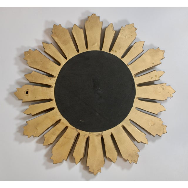 Gold Large French Hollywood Regency Vintage Sunburst Mirror For Sale - Image 8 of 10