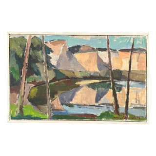 Knut Ljungberg, Abstract Landscape, 1960s, Oil on Canvas, Framed For Sale