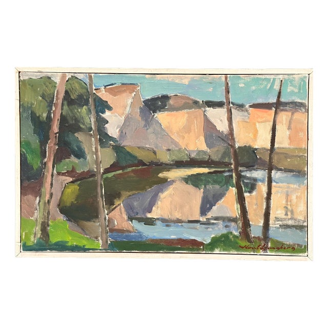 Knut Ljungberg, Abstract Landscape, 1960s, Oil on Canvas, Framed For Sale