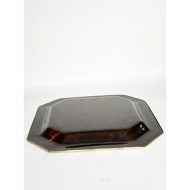 Brass and Faux Tortoiseshell Effect Tray, France, 1970s For Sale - Image 10 of 15
