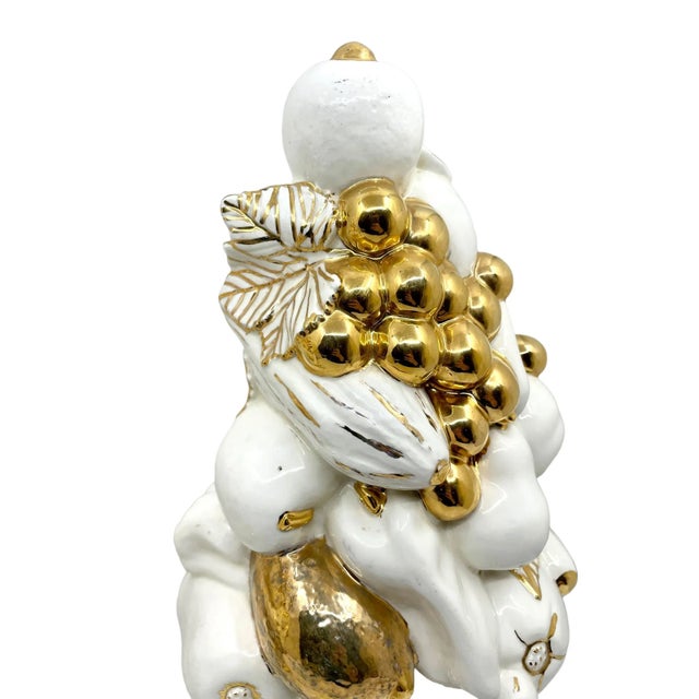 Vintage Trompe l'Oeil Porcelain and Gold Leaf Fruit Topiaries - a Pair For Sale - Image 10 of 13