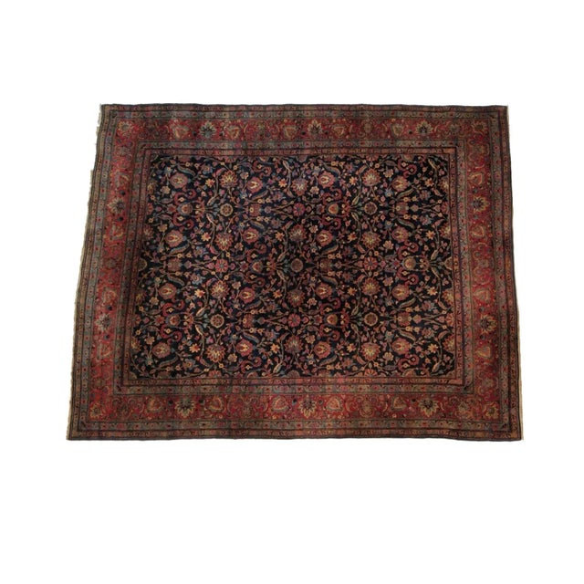 Navy Blue 1920's Antique Persian Signed Lavar Kerman, 12'1 X 15' For Sale - Image 8 of 8