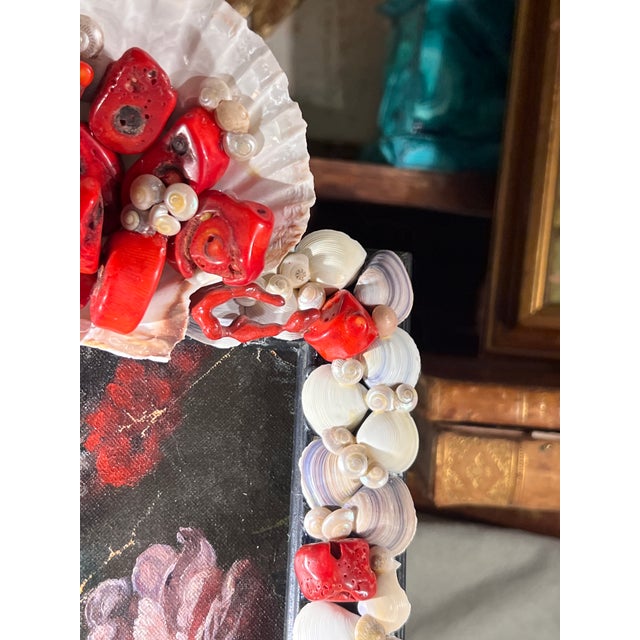 Textile Mediterranean Grotto Baroque Style Frame With Dutch Oil on Canvas Still Life Painting Fragment For Sale - Image 7 of 10