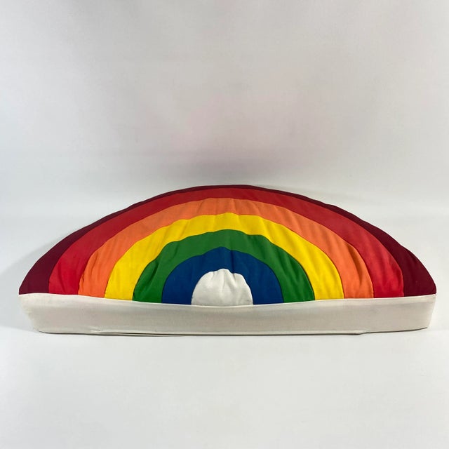 Vintage 1970s Quilted Rainbow Pop Art Pillow For Sale - Image 9 of 13