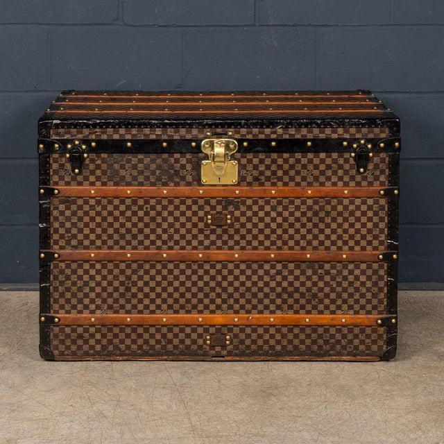Antique Malle Haute Trunk in Damier Canvas by Louis Vuitton for Louis Vuitton, France, 1900s For Sale - Image 3 of 18