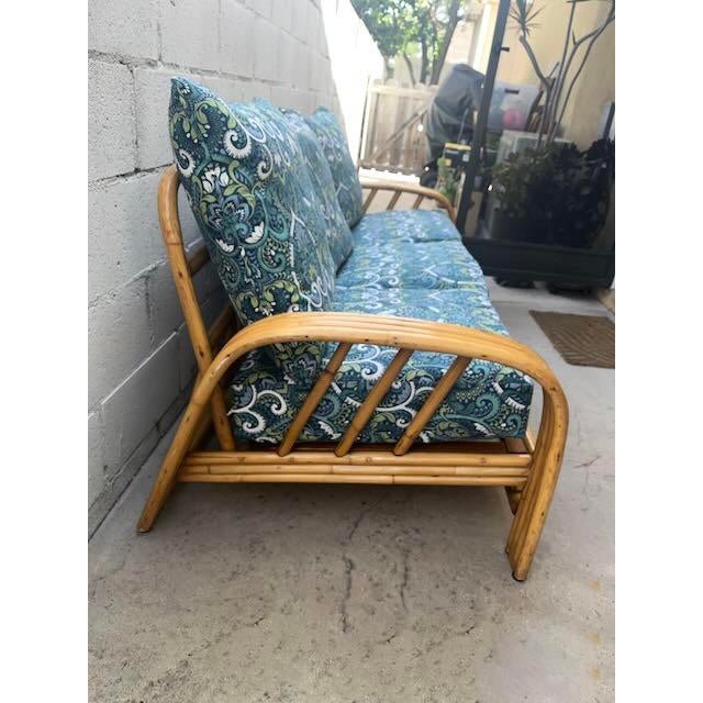 Mid-Century Modern Vintage Beverly Hills Rattan Rare 4 Strand Modular Sofa For Sale - Image 3 of 6