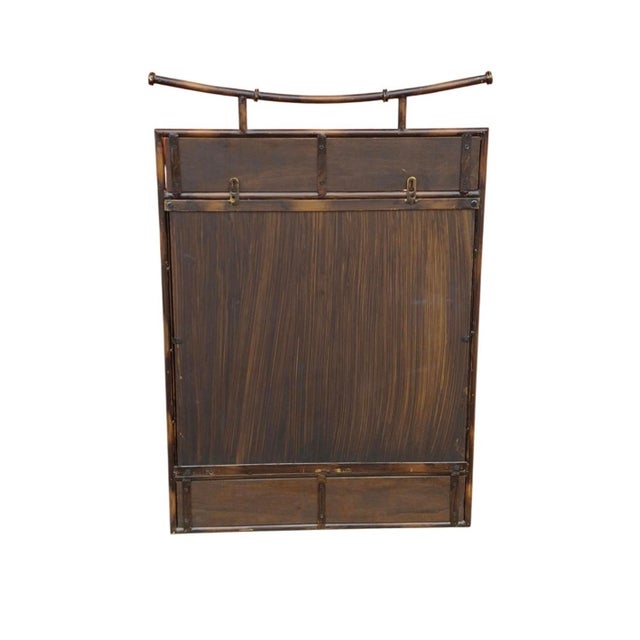 20th Century Pagoda Style Faux Rattan Metal and Wicker Wall Mirror For Sale In Washington DC - Image 6 of 8