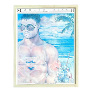 Vintage Boho Marlin Beach Hotel Poster