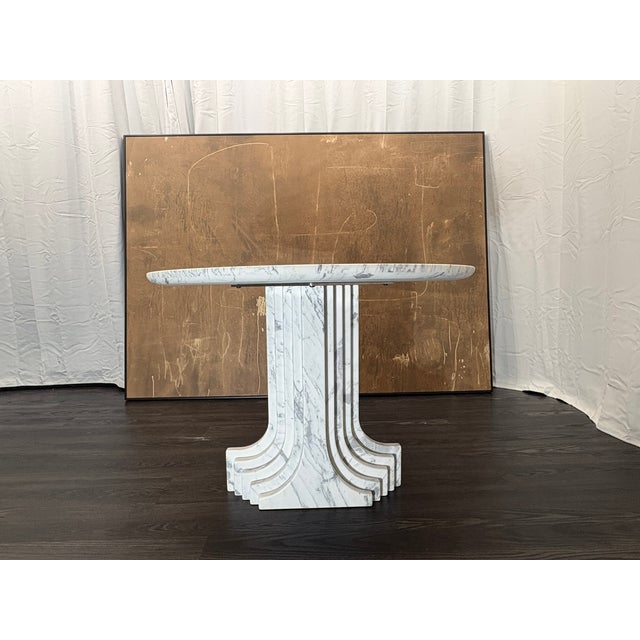 Rh Restoration Hardware Strada Bistro & Entry Table | Italian Arabescato Marble For Sale - Image 14 of 18