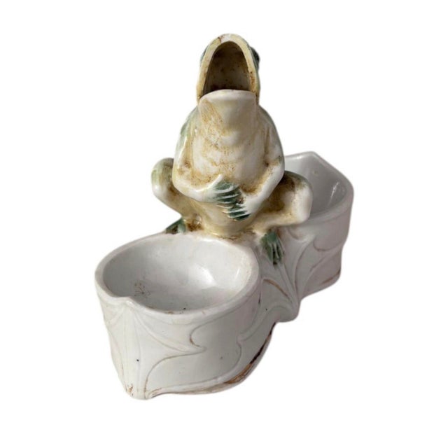 Art Deco 1930s Art Deco German Porcelain Frog Salt Cellar For Sale - Image 3 of 5