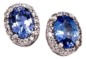 Natural Sapphire Diamond Earrings 14k Gold 1.73 TCW Certified