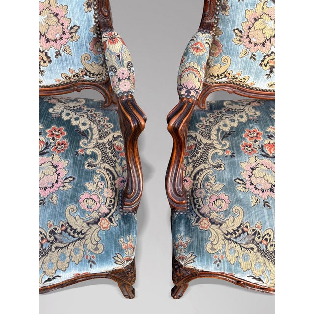 Wood 19th Century Louis XV French Fauteuil Armchairs, 1860s, Set of 4 For Sale - Image 7 of 15