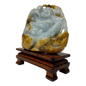 Vintage Hand Carved Jadeite Buddha Statue